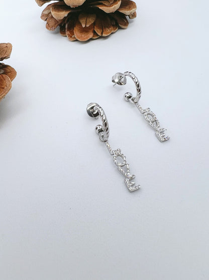 Boucles d'oreilles LOVE strass